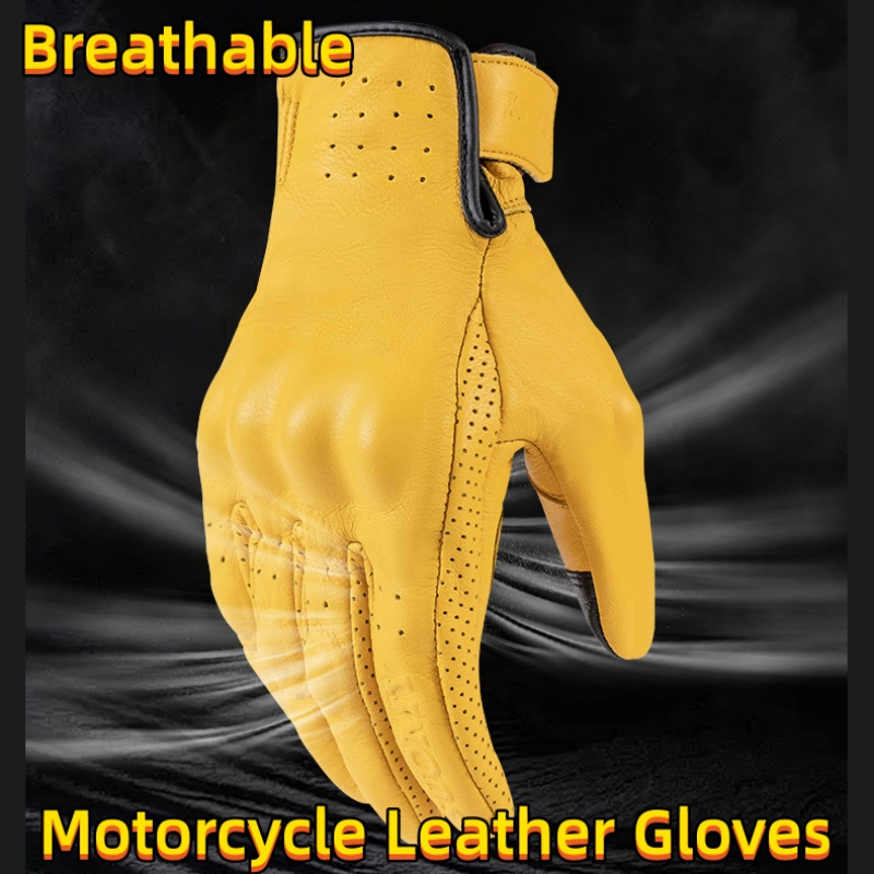 Luvas de Couro Retrô Amarelas  - Motorcycle Gear Yellow avaliação e preço