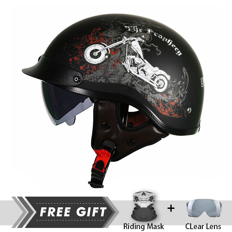 Capacete leve de meia face par - Motorcycle Gear In Store avaliação e preço