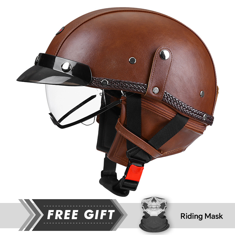 Adulto retro meia face capacet - Motorcycle Gear In Store avaliação e preço